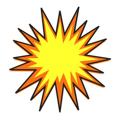 Comic style explosion bubble with red outline and yellow center on white background. Ideal for pop art, design, and comic book effects.	