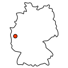 Deutschlandkarte mit Markierung von Köln