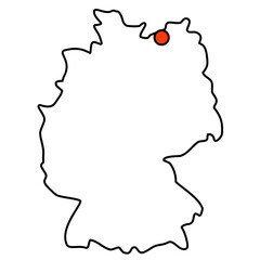 Deutschlandkarte mit Markierung von Rostock