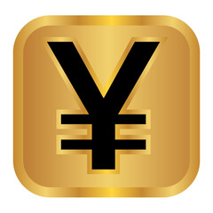 Obraz premium luxury golden yen symbol element png file with square
