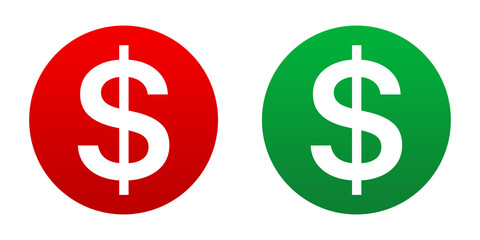 Red and green dollar symbol icon with circle shape