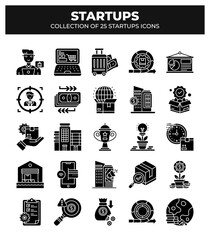 Collection of 25 Startup Icons: Business. Finance. and Growth