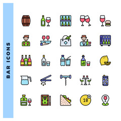 25 Bar Lineal Color icons pack. vector illustration.