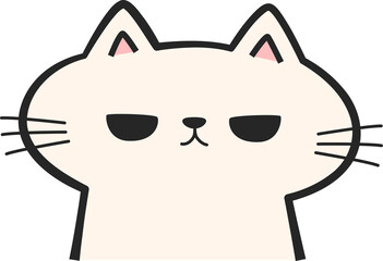 Cute white cat angry face cartoon doodle illustration for nursery or kid shower