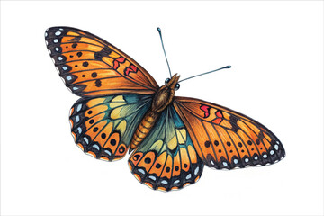 Colorful Monarch Butterfly Isolated on White Background