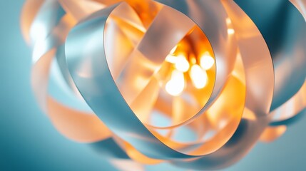 Curved metallic ribbon shapes in abstract 3d space blue gold reflections modern design futuristic fluid motion digital