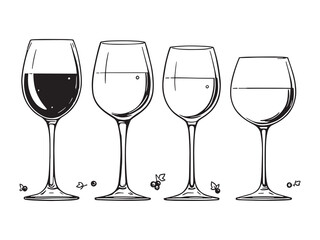 Wine line art vector illustration
