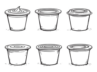 Yogurt container vector icon in line style