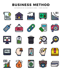 Collection of Business Method 25 Lineal Color Icons Pack.
