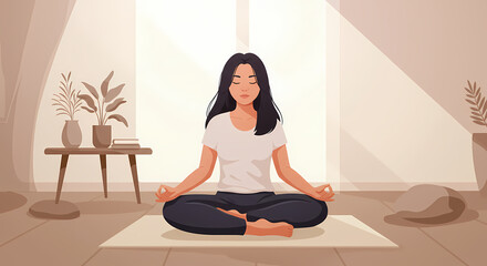 Woman doing Yoga in Room