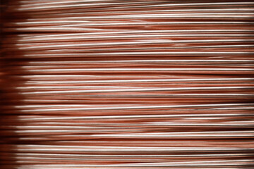 Obraz premium Close up of Copper wire rod Rolled pure copper wire Prepare to be made into electrical wire high quality