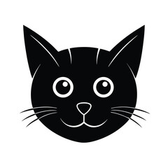 Fototapeta premium cartoon cat head icon silhouette on white backgrou.eps