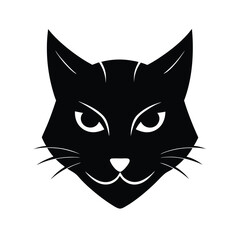 Fototapeta premium cat head with devil horns icon silhouette on white.eps