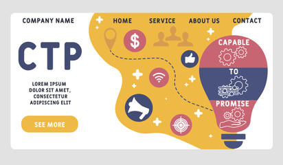 CTP - Capable to Promise acronym. business concept background. vector illustration concept with keywords and icons. lettering illustration with icons for web banner, flyer, landing