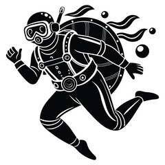 Obraz premium Scuba diving. Vector illustration for tattoo or t-shirt design