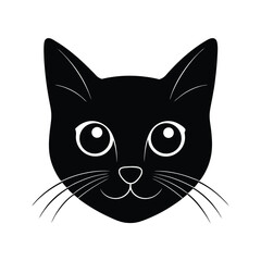 Obraz premium cat head with wide eyes icon silhouette on white b (3).eps