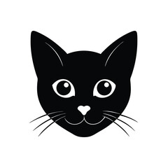 Fototapeta premium curious cat head icon silhouette on white backgrou (2).eps