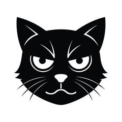 Fototapeta premium grumpy cat head icon silhouette on white backgroun (3).eps