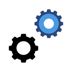Interlocking Gears, Symbol of Teamwork and Technology, Vector illustration Icon Set