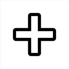 Plus line icon. Add list button. Medical sign