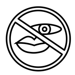 Obraz premium Keep Silent: A stylized circular emblem depicting the universal concept of no speaking or no watching, promoting respectful, silent behavior.