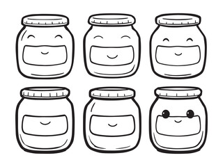 Baby food jars vector line art