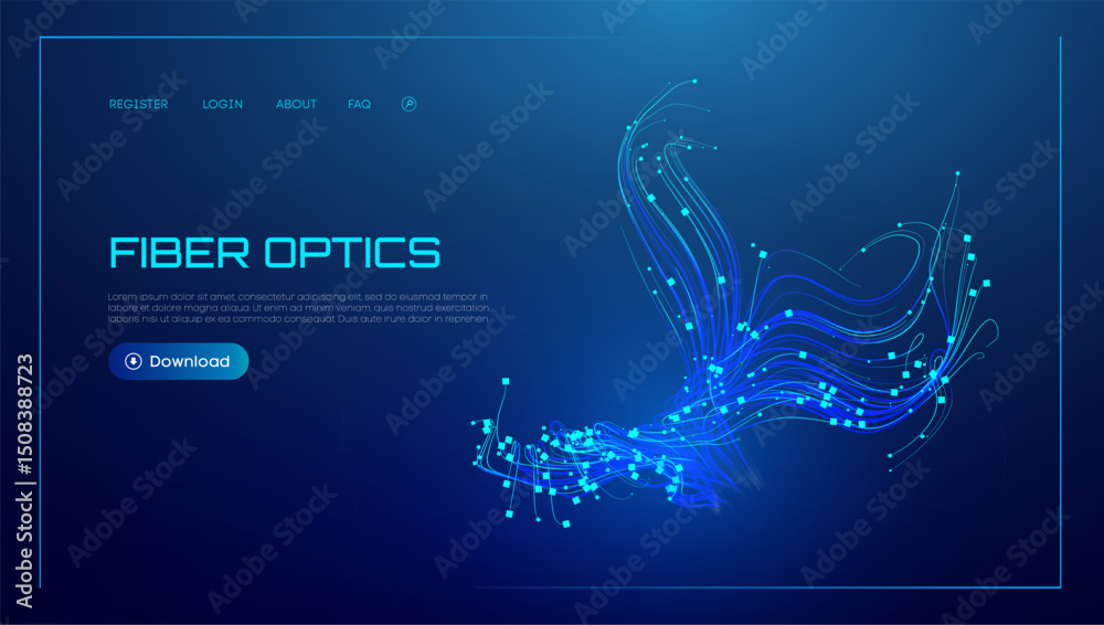 Poster fiber optic background data line light speed abstract tech network vector design. high speed cable c