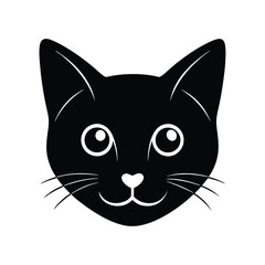 Obraz premium playful cat head icon silhouette on white backgrou (2).eps