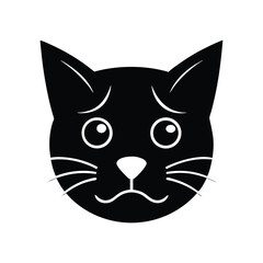 sad cat head icon silhouette on white background (3).eps