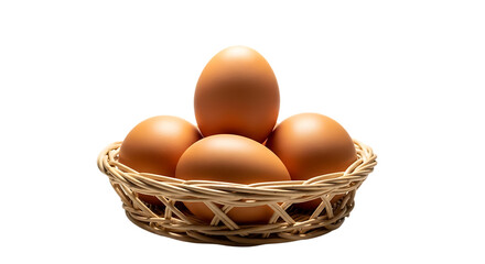 Rustic Basket Offering a Cluster of Farm Fresh Eggs on Black