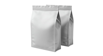 Two Blank Silver Stand Up Pouches Mockup