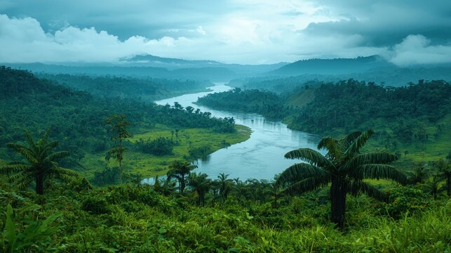 Congo landscape rainforests and Congo River basin beautiful nature view