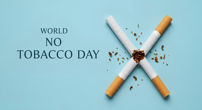 Broken cigarettes symbolize World No Tobacco Day.
