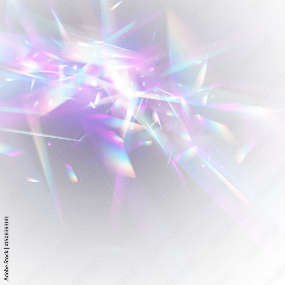 Poster Abstract rainbow refraction with light blur effect. Perfect for adding subtle sparkle. Holographic shadows give a natural feel.