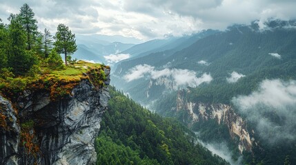 Bhutan landscape Himalayan valleys and steep cliffs beautiful nature view
