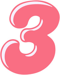 Cute Puffy Bold Number 3
