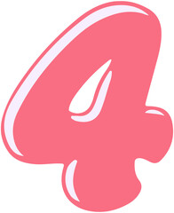 Cute Puffy Bold Number 4
