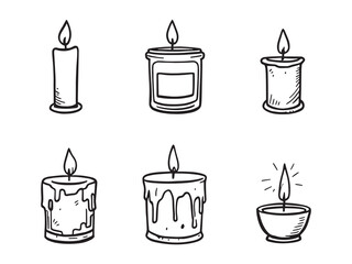Candles vector line art