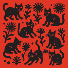 Playful Cat Pattern Illustration