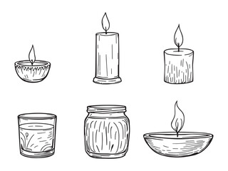 Candles vector line art