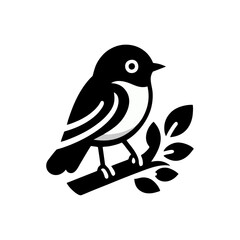 Robin bird logo icon design black white
