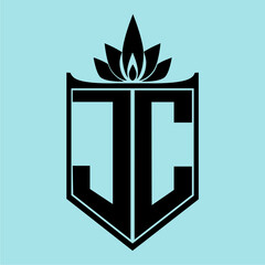 JC Logo with Elegant Crown Symbol and Shield