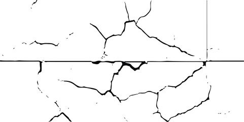 Detailed Grunge Texture with Surface Cracks and Weathering – Isolated on White Background for Use in Visual Design Projects.Cracked Grunge Texture on White Background.