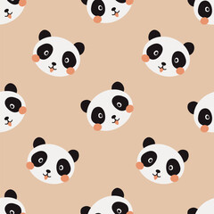 Obraz premium Vector seamless pattern with cute pandas. Seamless for wrapping paper, greeting cards and others. Can be used for wallpaper, textile, packaging.