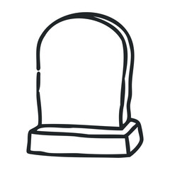 Sketch of a simple empty headstone – stock vector icon in line drawing style