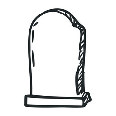 Fototapeta premium Simple black and white sketch of a tombstone with hand-drawn details – stock vector icon in line drawing style