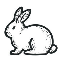Obraz premium Illustrated outline of a rabbit in profile – stock vector icon in line drawing style