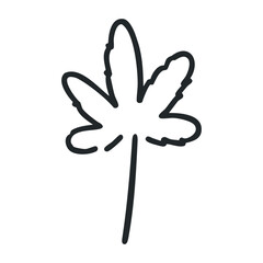 Minimalist line drawing of marijuana leaf symbolizing cannabis culture – stock vector icon in line drawing style