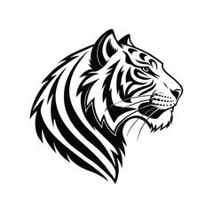 Black and White Tiger Head Profile,  Tiger logo