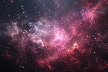 Naklejka premium Colorful Deep Space Nebula With Pink Red Purple Stars